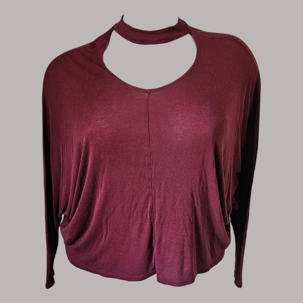 Urban Outfitters Burgundy Choker Dolman Top SMALL OVERSIZED